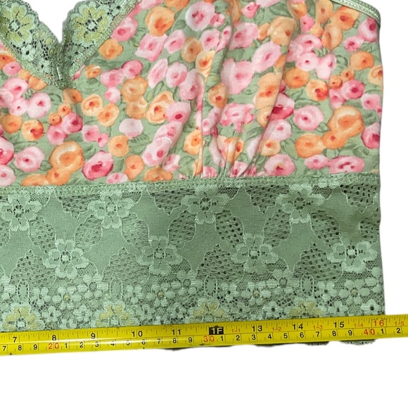 Bralette Lace Cami Mint Green Floral Set Size Large - Picture 7 of 14
